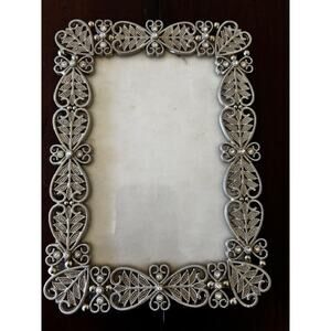 Vintage Style Silver Tone Ornate‎ Picture Frame 4x6 Filigree Scroll Home Decor